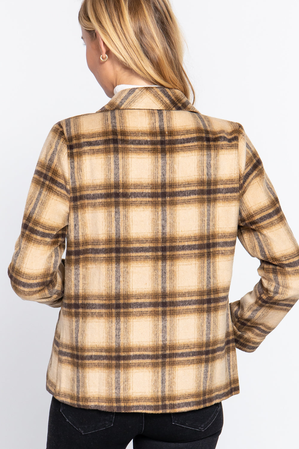 Notched Collar Plaid Jacket