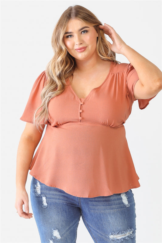 Plus Tie Detail Flare Top